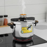 Anti-Scalding Handles Stainless Steel Pressure Cooker All Stovetops Compatible Rotary Knob Pressure Cooker Even Heat Distribution Multifunction Cooking Pot 3-in-1 Versatility for Beginners, Outdoor, Camping