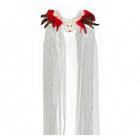 Shoulder Cape with Feathers Feathered Gothic Cape with Cranium Transparent Capelet for Cosplayers, Entertainers