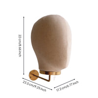 Mannequin Head with Wall Golden Finish-Tone Hairpiece Stand Compact Hat Stand for Boutiques, Studios