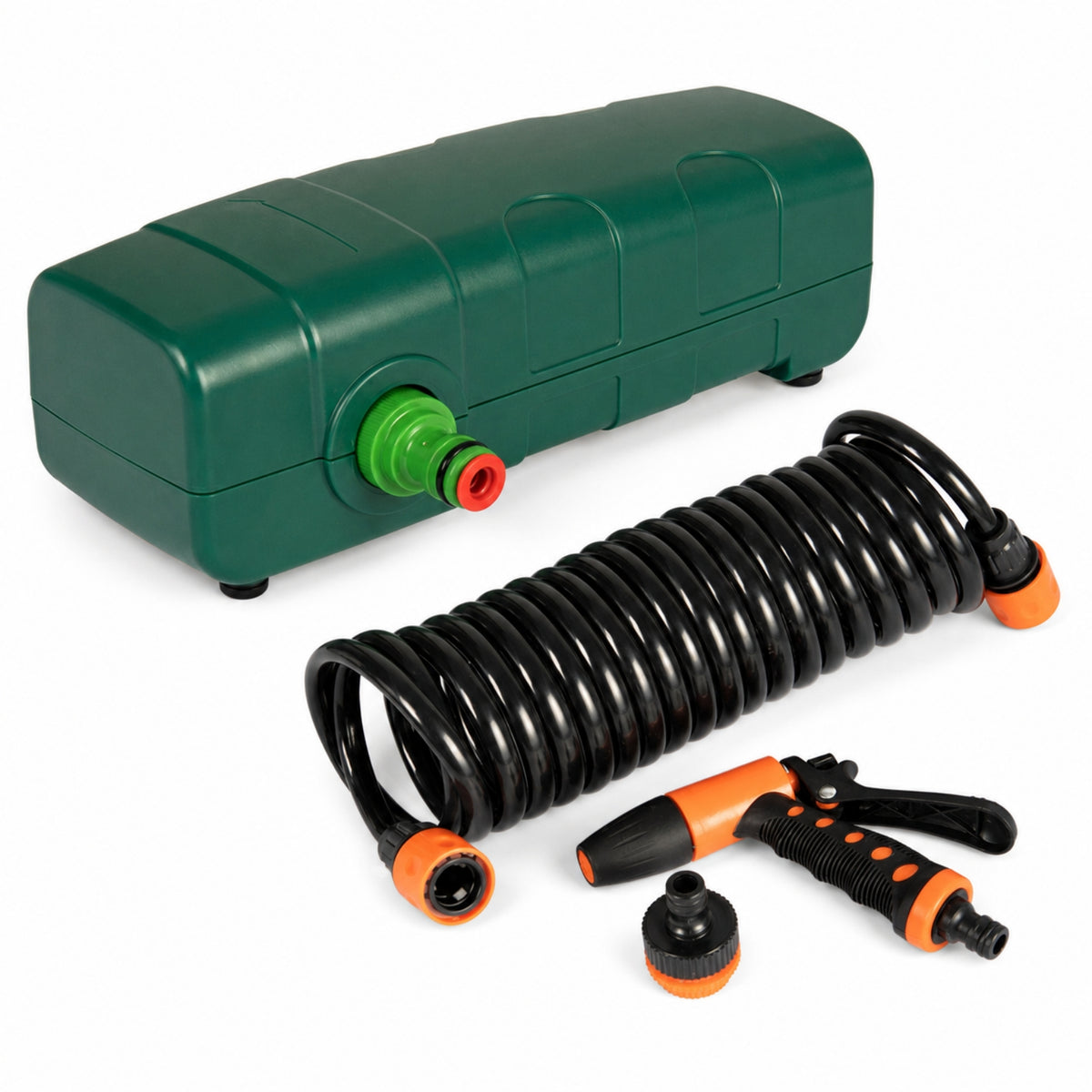 Portable Diaphragm Wash Pump with Hose Coiled Washdown Pump Kit Sturdy for Outdoor Cleaning, Vehicle Rinsing