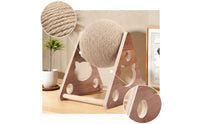 Rope-Wrapped Cat Scratching Ball Triangular Scratcher with Wooden Frame Sturdy Cat Scratcher Toy Interactive for Cats, Kittens, Living Room, Apartment
