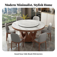 Pedestal Dining Table with Lazy Susan Modern Design Round Turntable Table with 6 Chairs Minimalist aesthetic Home Furniture for Homeowners, Hosts, Kitchen