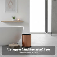 Lidless Metal Garbage Bin Luxurious Feel Round Uncovered Top Trash Can Round Uncovered Top Waste Bin Long-Lasting Double Level