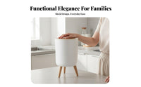 High Leg Trash Can Space-Saving Size Press Top Waste Bin Round Trash Can with Lid 7L Capacity Round Garbage Bin Easy to Clean