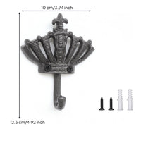 Easy to Install Crown Wall Hook Metal Decorative Wall Hook Space-Saving Hardware Vintage for Entryway, Bedroom