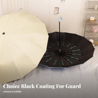 UPF 50+ Manual Sun and Rain Umbrella All-Weather Use Protection Umbrella Black Vinyl Coating for Students, Outdoor, Commuting, Beach