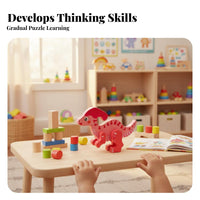 Three-Dimensional Wooden Dinosaur Model Develops Fine Movement Skills Wooden Dinosaur Model Hands-On Play No Glue Required