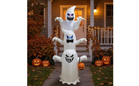 Stacked Ghost Stack with Pumpkin Container Self-Inflating Ghost Inflatable with Candy Container Lighted Inflatable Decoration Tall for Families