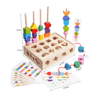 Solid Wood Construction Shape Color Sorting Toy Develops Fine Movement Skills Geometric Shape Stacking Toy Enhances Hand-Eye Coordination