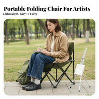 Foldable Design artist's Sketching Stool Includes Carrying Bag Folding Chair Sturdy Construction Portable Seating Side Storage Pocket for Art Students, Artists, Outdoor Enthusiasts, Travel, Craft Fairs, Patio, Fishing