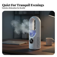 Cooling Mist Function Bladeless Desktop Fan Quiet Operation Desktop Spray Cooler 6 Speed Settings for Children, Bedroom, Office, Dorm Room