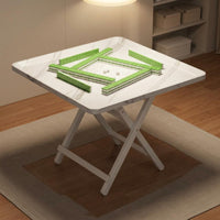 X-Shaped Support Folding Mahjong Table Tray-Like Foldable Square Table Compact Storage Recreation Furniture Metal Legs for Gaming, Small Spaces, Home Use