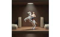 1:64 Scale Horse Equestrian Figure Realistic Detail Man on Pale Horse Figurine Dynamic Pose Diorama Accessory for Dioramas