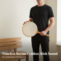 Handheld Design Fan Drum Includes Drumstick Single-Head Drum with Sticks Handmade Religious Article Crisp Sound for Buddhists, Music Lovers, Meditation Sessions, Cultural Performances, Concerts, Classrooms