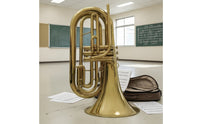 Marching Euphonium with Case Polished Marching Euphonium Brass Instrument Shielded Sturdy for Musicians, Band Practice