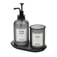 3 Pieces Coordinated Bathroom Set with Tumbler Functional Bathroom Accessory Set with Tray Practical Soap Dispenser with Tray Versatile for Vanity