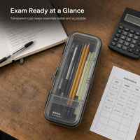 Thickened Transparent Pencil Case, Japanese Style Minimalist Stationery Box, High-Capacity Double-Layer