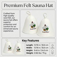 Wool Sauna Hat Heat Resistant, Steam Room Cap for Relaxation, Wellness Cap for Sauna, Highly Absorbent Steam Bath Wool Cap, Sauna Hat with Hooks