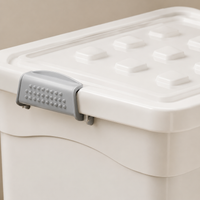 Wheeled Storage Box, Large 40-50L Heavy Duty Storage Box with Lid, White Tool for Bedroom & Laundry, 47.5x35x28cm