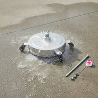 Stainless Steel Pressure Washer Surface Cleaner High-Performance Flat Surface Cleaner with Wheels Sturdy Floor Cleaning Disc with Extension Rods Compatible for Homeowners