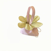 Layered Floral Flower-Shaped Purse Top Handle Flower Bag Gathered Opening Spotted Bag Soft Material