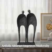 Abstract Human Statue Tabletop Statue Tapered Two-Figure Sculpture Compact Size