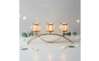 Nordic Design Aesthetic Table Centerpiece Candelabra Elegant Design 3-Cup Crystal Candle Holder Arched Metal Candelabra for Wedding, Living Room