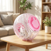 Motion-Triggered Rainbow Hamster Ball with Leash, 14cm Hamster Ball for Hamster Accessories