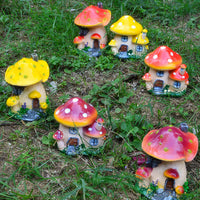 Miniature Mushroom House Figurine for Terrariums and Bonsai Decor