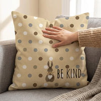 Easter Decorative Cushion Cover Cute Cartoon Design Easter Bunny Pillowcase Coffee Color Scheme Bunny Motif Pillow Cover for Living Room, Sofa, Office