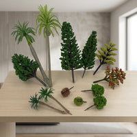 13 Model Trees Set, 3-19cm Tall Model Building Trees, Mixed Colors, Diorama Accessories for Realistic Landscapes, Train Trees