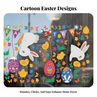 Bunny Chick Window Clings Self Easter Egg Wall Cling Waterproof Easter Wall Ers for Parents, Party Planners, Panes, Walls, Glass Doors