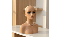 Mannequin Head with Shoulders Professional Realistic Mannequin Head Bald Display Bust for Cosplayers, Jewelers, Storefronts, Photography Studios