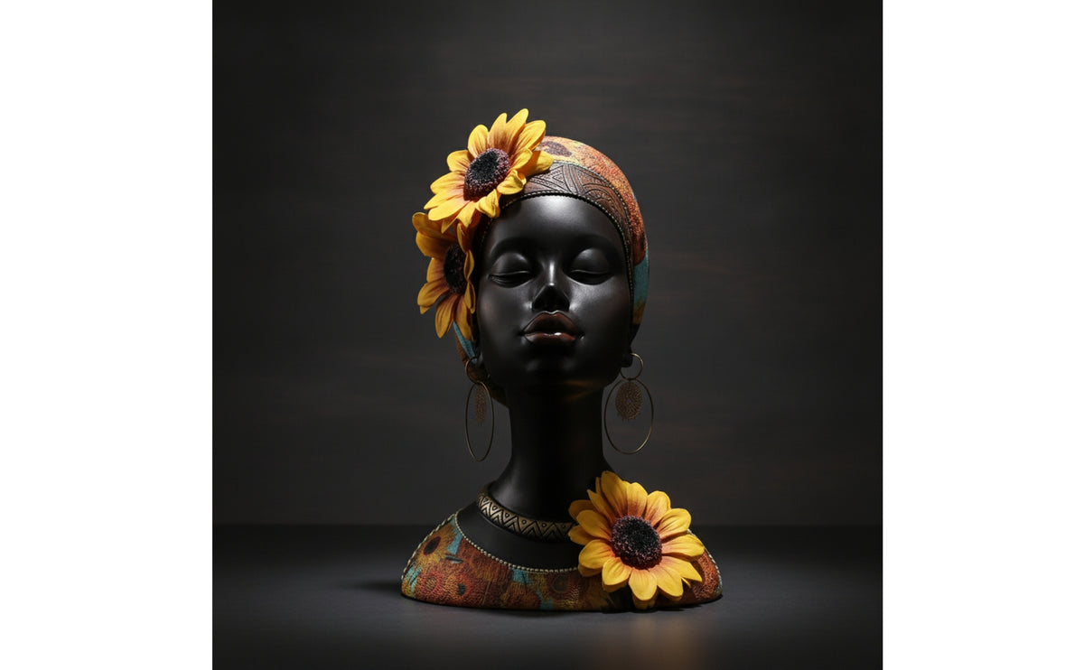 Woman Bust Sculpture African-Influenced Female Bust Sculpture Decorative Lady Figurine for Home Stylists, Art Collectors, Living Room, Entryway Table