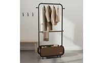 Rolling Clothes Rack with Storage Bin Space Saving Mobile Garment Rack with Shelf Large Capacity Bedroom Valet Stand for Entryway, Dorm Room