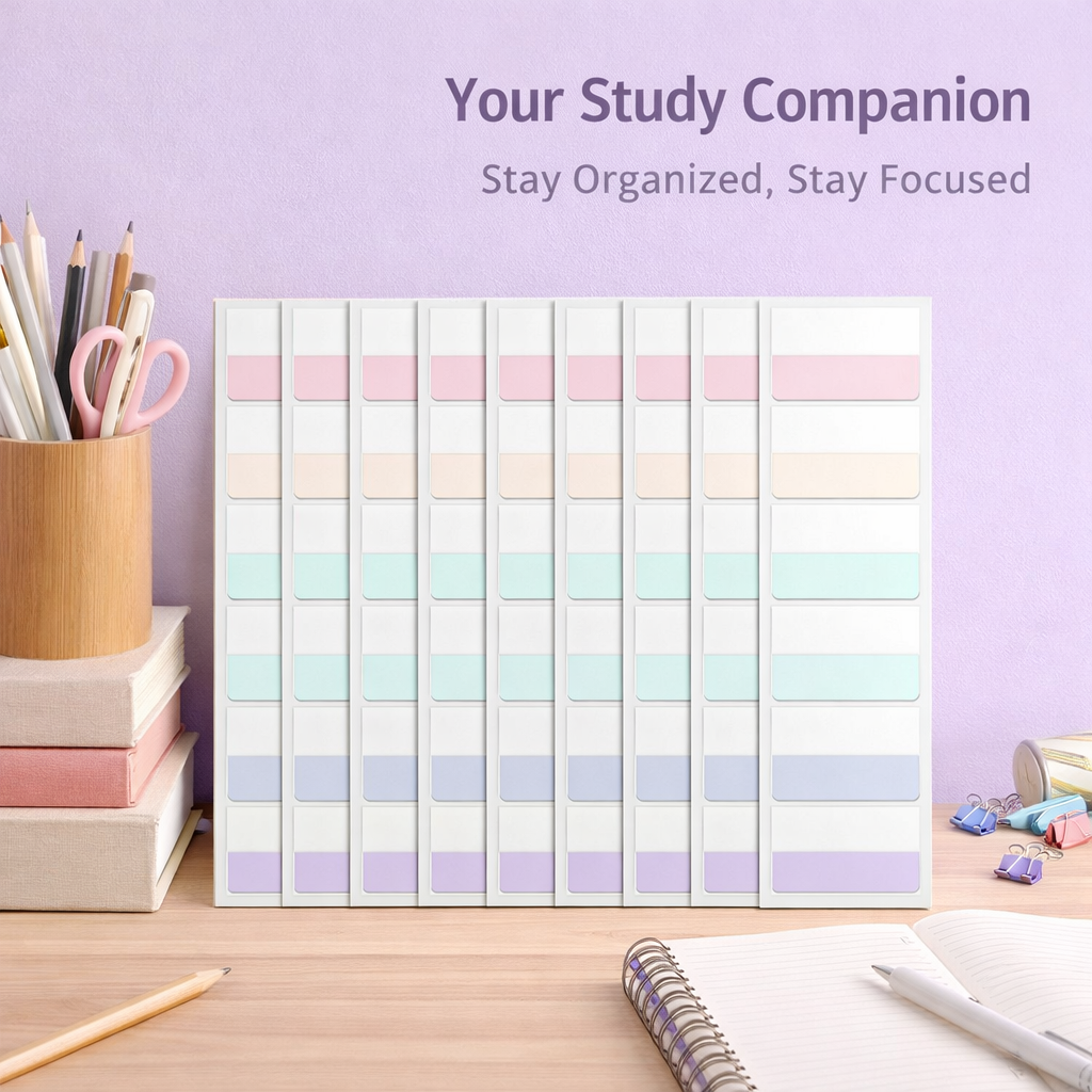 Colorful Index Tabs Sticky Markers for Studying, Repositionable Reading for Students, Fluorescent Bookmarks, 60 Pieces Light Pastel