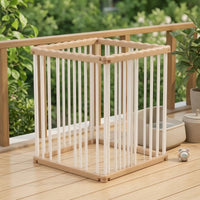 4 Panels Quadrilateral Pet Enclosure Open-Bar Wooden Playpen Fashionable Pet Enclosure for Young Dogs, Pets, Living Room, Balcony, Hallway