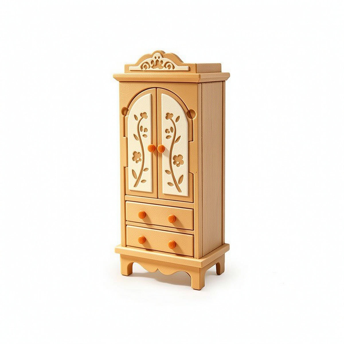 Dollhouse Cabinet with Drawers Wood-Toned Dollhouse Wardrobe Mini Cabinet with Drawers Decorative Miniature Furniture Classic
