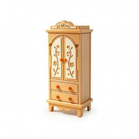 Dollhouse Cabinet with Drawers Wood-Toned Dollhouse Wardrobe Mini Cabinet with Drawers Decorative Miniature Furniture Classic