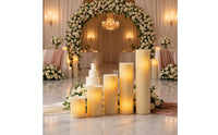 5 Pieces Reusable Foldable Cylinder Pedestal Stand Pleated Dessert Pedestal Column Lightweight Honeycomb Display Stand Clear for Party Hosts, Wedding Planners, Weddings, Birthday Parties