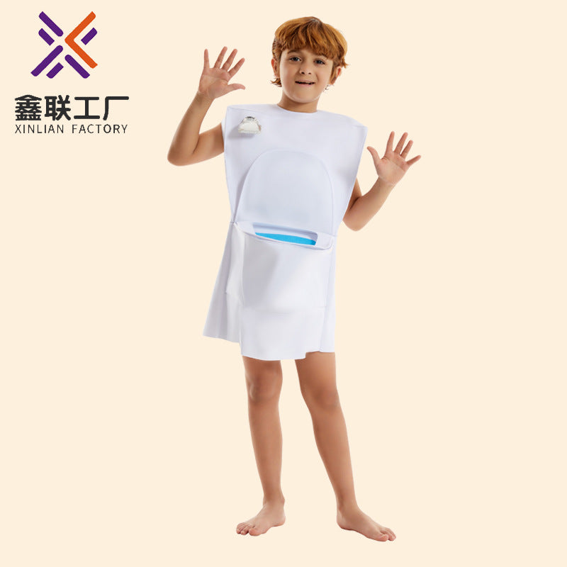 儿童万圣节halloween趣味马桶套装演出服少儿cosplay服公园表演服