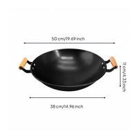 Heavy Duty Round Bottom Wok Long-Lasting Construction Chinese Iron Wok Even Heat Distribution Stir-Fry Pan Chemical-Safe for Chefs, Restaurant Kitchens, Banquets
