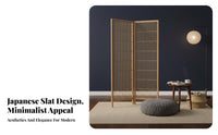 Japanese Aesthetic Freestanding Slatted Screen Modern Minimalist Design Room Divider Movable Partition Wall No Installation Required for Home Decorators, Interior Designers, Small Business Owners, Entryway, Bedroom, Studio Apartment