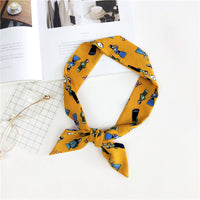 Double-Sided Small Silk Scarf for Women, Korean Style Fashion Versatile Long Scarf
