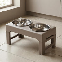 Adjustable Double Bowl Pet Feeder Matte Finish Foldable Raised Pet Bowl Simple to Clean to Clean Animal Dining for Dogs