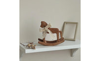 Wooden Rocking Horse Table Decoration Handcrafted Rocking Horse with Ribbon Collectible Desk Centerpiece for Shelf, Entryway