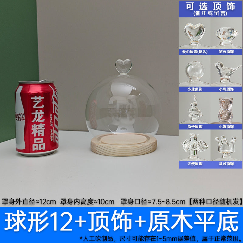 顶饰手办盲盒玻璃罩展示盒永生花小野小王子防尘罩透明罩烛台摆件