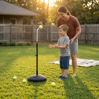 Height-Adjustable Solo Tennis Practice Aid Floor-Standing Tennis Practice Aid Portable Sports Equipment Weighted for Beginners, Backyard, Driveway, Home Court