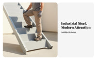 Outdoor Steel Staircase Easy Assembly Galvanized Iron Steps Weather-Resistant Industrial Straight Stairway for Homeowners, Contractors, Indoor, Garage