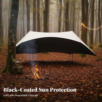 Black Vinyl Coating Waterproof Shelter Sheet Quick Setup Star-Shaped Tarp Portable Outdoor Equipment for Campers, Families, Hikers, Camping, Picnics, Picnic, Hiking